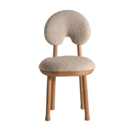  Muna Chair, Boucle Chair, Dining Room, and Desk Tufted Table Chair - Upholstered Dinner Chair with Wooden Legs