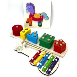 MZtoyz 3 in 1 Montessori for Babies, Kids, Early Education Wooden Montessori for 1, 2 and 3 years Old