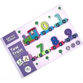 MZtoyz Tow the Train Wooden train numbers 0 to 10 Montessori Building Blocks for kids 18 months+