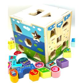 MZtoyz wooden baby activity cube multipurpose, multifunctional animal and maze shape for kids Montessori