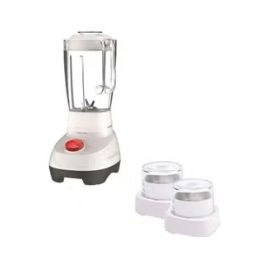 Moulinex Kitchen Blender, Large Capacity, 2 stainless Steel Accessories Grater and Grinder, 2 speeds, Pulse, 4 removable blades 2.0 L 700.0 W LM207127 White/Clear