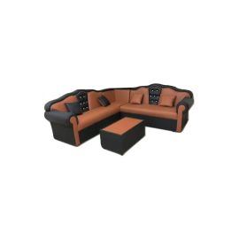 L Shapped Mab Sectional Sofa 250x94x80 5 Seaters Black/ Brown