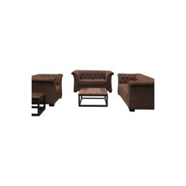 3-Piece Alvis Flared Arm Sofa Set Brown 200x88x80cm