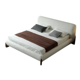 Newyork Queen White Boucle King Size Bed