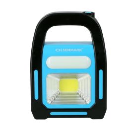 Olsenmark Rechargeable LED Emergency Light - Three Different Light Source - Power bank Function - Solar Panel - Portable - Lightweight - Carry Handle