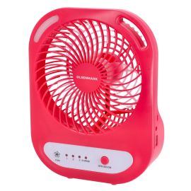 Olsenmark Rechargeable Fan, 6 Inch - 2x3.7V 1.5Ah Battery - Portable, Lightweight - USB Rechargeable - Power & Charging Indicator Light - 3 Speed Option - 6 Pcs LED Light