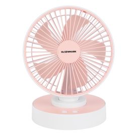 Olsenmark Rechargeable Table Fan- OMF1849| High Performance Fan with Working Time up to 6 Hours, 4-Speed Controls and 5 Leaf Blades| Powerful and Efficient Cooling| High Performance 1200mAh Lithium Battery for High Speed Wind