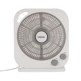 Olsenmark 10" Box Fan- OMF1867/ High Performance with 3-Speed Controls and 6 PP Leaf Blades/ Efficient Cooling and Wind, 60 Minute Timer, 50W Motor