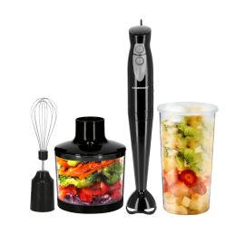 Olsenmark OMHB2286 Hand Blender with Chopper, 250W - Stainless Steel Blade - Detachable Stick & Hang Up Loop - Two Speed Operation - Anti-Splash Bade Guard - 600ml Jar with Lid, 500ml Chopper, Whisk 