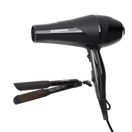 Olsenmark 2-in-1 Professional Hair Styling Kit- OMHC4095| Dryer, Straightener, 2 Speed and 3 Level Temperature Setting| Aluminum Plates Easy Straightening| Perfect for Salon and At Home Styling with a Hanging Loop| PTC Heater, DC Motor| 2 Years Warranty, 