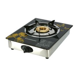 Olsenmark OMK2195 Tempered Glass Single Burner Gas Cooker | Auto Piezo Ignition - Flame Failure Safety Device - Stainless-Steel Drip Tray