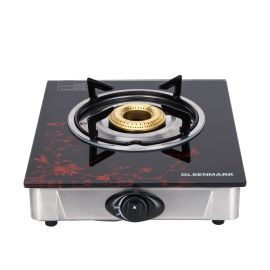 Olsenmark Gas Cooker - OMK2226 | Automatic Ignition System | Single Cast Iron Burner with Enamel Grate and Stainless Steel Drip Pan| Low Gas Consumption and Efficient Indian Burner| Improved Gas Flow for Efficient Heating| LPG Gas Stove| Black