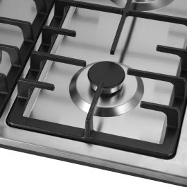 Olsenmark 5-in-1 Stainless Steel Gas Hob- OMK7034/ 5 Burners, Stove with Auto Impulse Ignition, Triple Ring, Rapid, Semi-Rapid and Auxiliary Burners, Low Consumption and Improved Flow for Efficient Heating/ Perfect for Residential Use, Apartment / Silver,