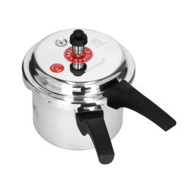 Aluminium Pressure Cooker, 5L - High Quality Vent Valve - Anti Bulging Base - Heat Resistant Handle