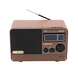 Olsenmark Rechargeable Radio with MP3 Player- OMR1250/ Wireless Connection, Good Sound Quality, 3 Band, USB, TF, FM Functions, Bluetooth/ Equipped with Battery/ Portable and Lightweight Design/ Black and Brown, 2 Years Warranty