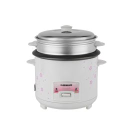 Olsenmark 500 W Automatic Rice Cooker- OMRC7026/ 1.5 L Capacity, 3-in-1 Functions, Cook, Steam and Keep Warm/ Aluminum Non-Stick Inner Pot, Rice Spoon and Measuring Cup/ Easy to Operate Single Switch Design/ White and Pink Floral, 2 Years Warranty