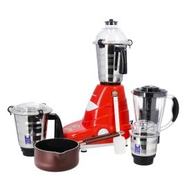 Olsenmark 5 In 1 Mixer Grinder with Non Stick Saucepan - 3 Speed 4 Stainless Steel Jars with Detachable Blades | Overload Protection | Ideal for Shakes, Smoothies & More | 2 Years Warranty