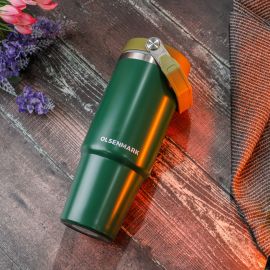 Olsenmark 900 ml Stainless Steel Vacuum Bottle- OMVF7020/ Hot and Cold Compatible, Preserves the Flavor and Freshness, Unbreakable/ Portable, Leak-Resistant and Light-Weight/ with Handle, Suitable for Indoor and Outdoor Use, Specially Designed for Car, Tr