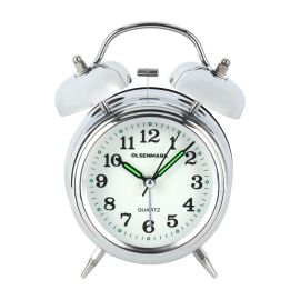 Olsenmark Alarm Clock- OMWC1882/ Twin Bell with Light, Heavy Sleep Wake Up, Super Loud/ Chrome Plated Color Case, Ideal for Home, Living, Kids Room