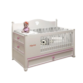 Home Hub Customizable Crib - Personalized for Girls - Suitable for Ages Up to 5 Years