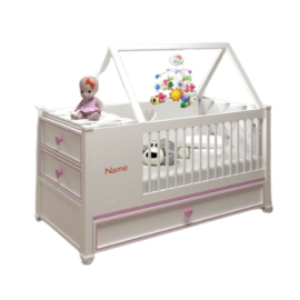 Home Hub Crib with Changing Table - Ideal for Girls - Suitable for Ages Up to 5 Years