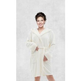 PLAIN BATH ROBE 1PC FLANNEL PLS279-1 CREAM D