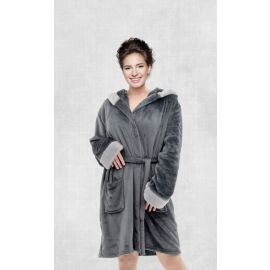 PLAIN BATH ROBE 1PC FLANNEL PLS279-1 GREY D