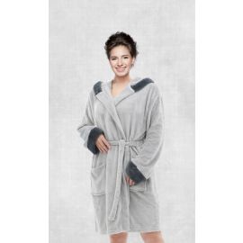 PLAIN BATH ROBE 1PC FLANNEL PLS279-1 LIGHT GREY D