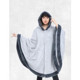 PLAIN BATH ROBE 1PC FLANNEL PLS278-2 LIGHT GREY D