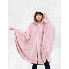 PLAIN BATH ROBE 1PC FLANNEL PLS278-2 PINK D