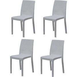 Queen Set x4, Plastic Rattan Chairs, Outdoor and Indoor Furniture Minimalist Design, Modern Kitchen Dining Room Plastic chair Use scene Garden Balcony