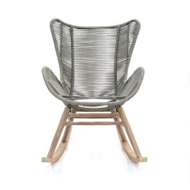 ROCKING TEAK CHAIR WITH ROPE