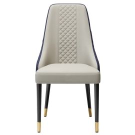 Rory Blue Dining Chair, two-tone upholstery Oak Wood, Metal, Stainless Steel, MDF, PU Leather, Foam