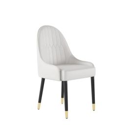 Samri-odern White Armless, exclusive dining Chair, comfortable, black metal line enclosed