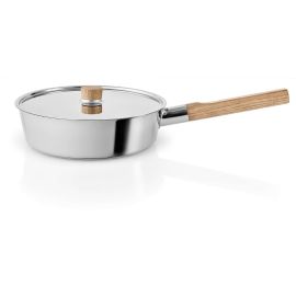 Saute pan+lid Ø24 Nordic Kitchen Stainless Steel with helper handle, Induction pan, Cookware silver.