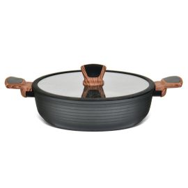 Fissman Shallow Casserole MAGIC BROWN 26x6.5 Cm / 2.85 LTR With Glass Lid And Induction Bottom