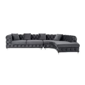 Sloane Curved Gray Sectional Sofa, long Couch, Tufted sofa /settee Cozy Minimalist Modern Style for Living and Family Room furniture