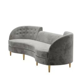 Odern Gray Velvet 4-Seater Sofa, Loveseat Sofa, Upholstered couch, settee Cozy Modern Style for Living and Family Room furniture