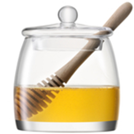 Serve Honey Pot & Oak Dipper H12.5cm Clear