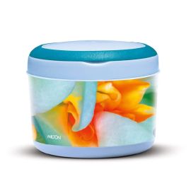 Milton Brunch Insulated Inner Stainless Steel Lunch Box with Additional Plate and Handle, 900 ml, Floral Blue