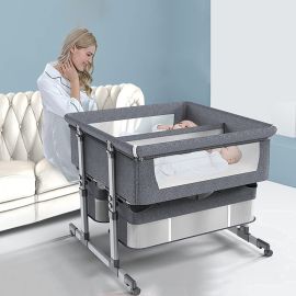 Twin Bassinets for Twins - Adjustable, Mesh, Storage - Bedside Sleeper in 2 Colors