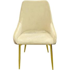 Velvet Dining Arm Chair Cushion Seat, Stainless Steel Golden Legs Upholstered Dining Room Chairs