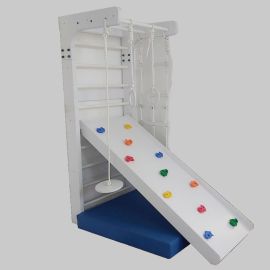 SINGLE SWEDISH WALL WITH CLIMBING RAMP- INDOOR OUTDOOR PLAYSET FOR KIDS AGES 4-5 - WITH SAFETY FOAM MAT