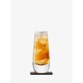 Whisky Islay Mixer Glass 325ml Clear & Walnut Coaster