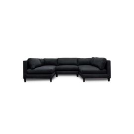 Chelsea Modular Sectional With Ottoman in Charcoal Color Modular Corner Sectional with Ottoman