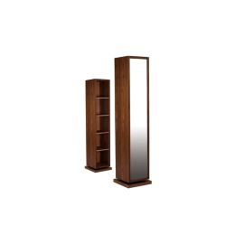 Rotating Mirrored Shoe Cabinet in Brown Color