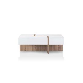 Needham Modern White Coffee Table in Oak and White Color