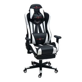 SBF-G072-WhiteBlack- Ergonomic Gaming Chair - High Back Premium Leather, 3D Adjustable Armrests, Adjustable Height, Headrest & Backrest, Swivel Office Computer Chair