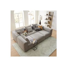 Coburn six piece pit sectional Sofa in Beige Color Sectional Sofa with Down Feathers and Poly-Fiber