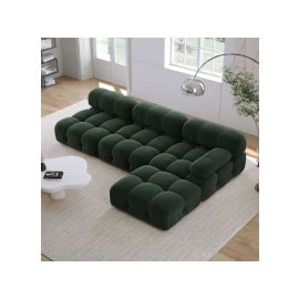 Delsea Modular Sectional Sofa in Green Velvet in Green Color Sectional Modular Sofa